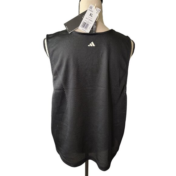 NWT ADIDAS HOOP AS ONE NETTED BLACK JERSEY TANK TOP SCOOP NECK SIZE XL - Picture 6 of 7
